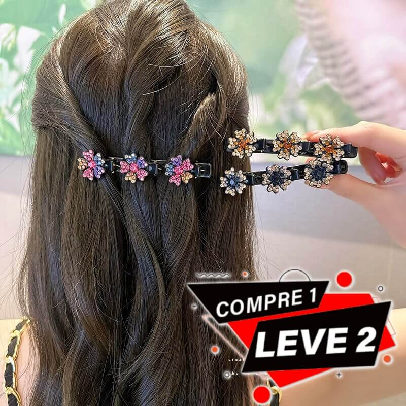 Clip Hair Cristal - Presilha Cabelo Flor de Cristal (COMPRE 1 LEVE 2)